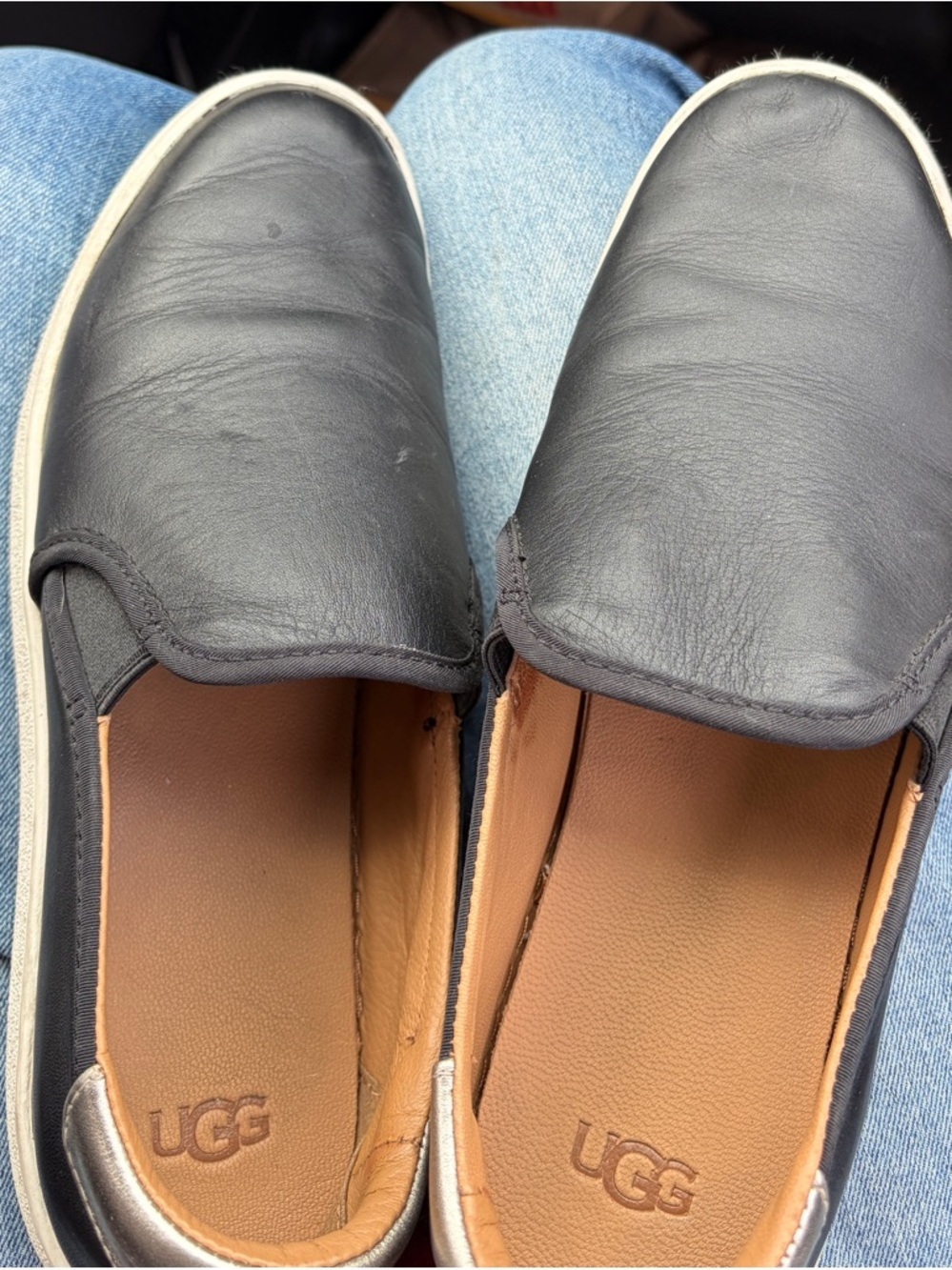 Ugg Leather Slip On Shoes - Picture 3 of 5